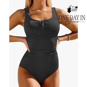 Daci Ribbed One Piece Swimsuit Size M